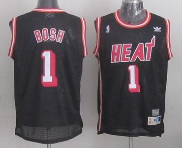 Miami Heat #1 Chris Bosh Black Hardwood Classics Nights Stitched NBA Jersey