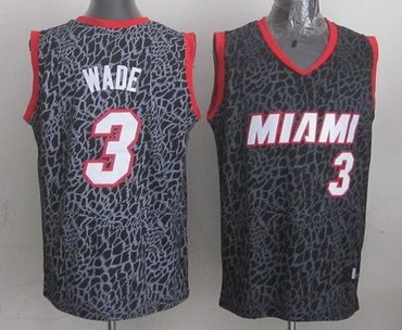 Miami Heat #3 Dwyane Wade Black Crazy Light NBA Jersey