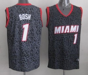 Miami Heat #1 Chris Bosh Black Crazy Light NBA Jersey