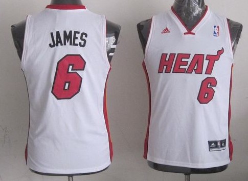 NBA Miami Heat #6 LeBron James White Stitched Jersey