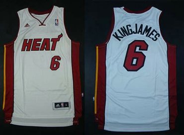 Miami Heat #6 LeBron James White Nickname King James Stitched NBA Jersey