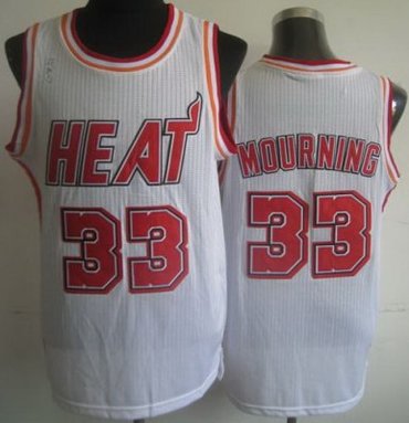 Miami Heat 33 Alonzo Mourning White Hardwood Classics Revolution 30 NBA Jerseys