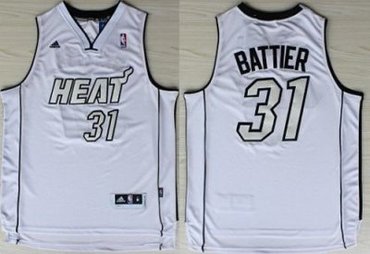 Miami Heat 31 Shane Battier White Revolution 30 Swingman NBA Jerseys Silver Number