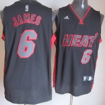 Miami Heat 6 LeBron James Black Red Fashion Revolution 30 Swingman NBA Jerseys