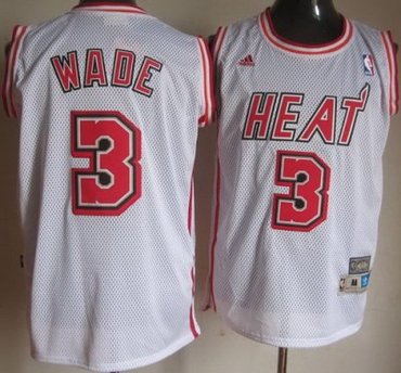 Miami Heat 3 Dwyane Wade White Hardwood Classics NBA Jerseys