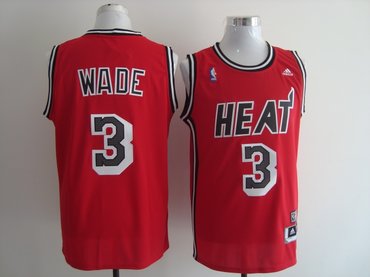 Miami Heat 3 Dwyane Wade Red Hardwood Classics Revolution 30 Swingman NBA Jerseys