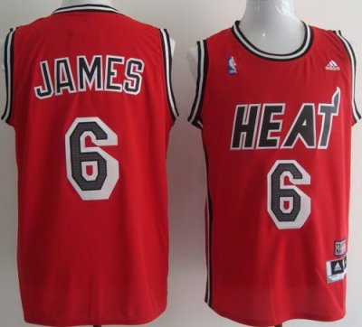 Miami Heat 6 LeBron James Red Hardwood Classics Revolution 30 Swingman NBA Jerseys