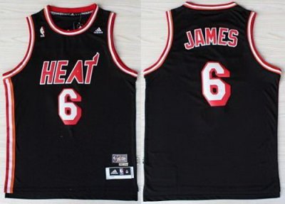 Miami Heat 6 LeBron James Black Hardwood Classics Revolution 30 Swingman NBA Jerseys