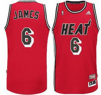 Miami Heat 6 LeBron James Red Hardwood Classics Nights Swingman NBA Jerseys