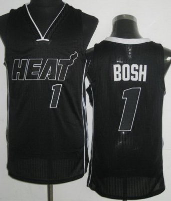 Miami Heat 1 Chris Bosh Black Revolution 30 NBA Jerseys Black Number