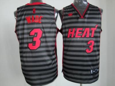 nba miami heat #3 wade grey jerseys(black strip)