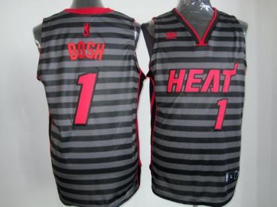 nba miami heat #1 bosh grey jerseys(black strip)