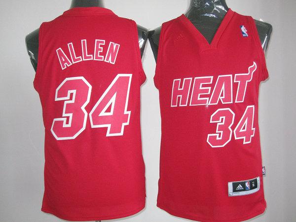 Miami Heat 34 Allen Red Revolution 30 Swingman NBA Jerseys Christmas Style Red Number