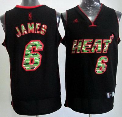 Miami Heat 6 LeBron James Black Revolution 30 Swingman NBA Jerseys Camo Number