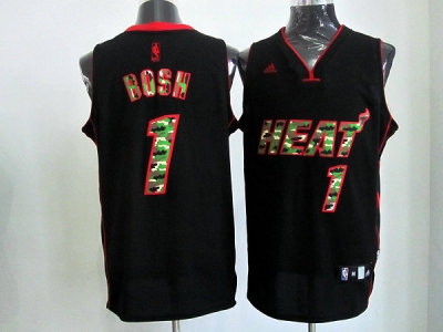 nba miami heat #1 bosh black(camo fashion swingman)