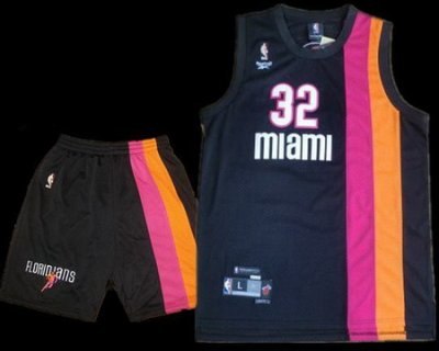 Miami Floridians 32 Shaquille O'Neal Black ABA Hardwood Classic Swingman Jersey & Shorts Suit