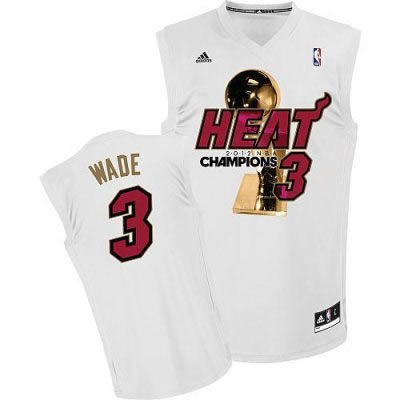 Miami Heat 3 Dwyane Wade White 2012 Fianls Champions NBA Jerseys(Red Number)