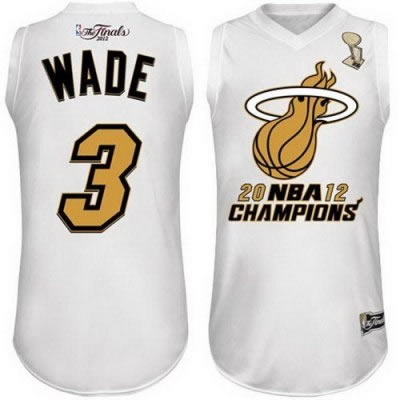 Majestic Dwyane Wade Miami Heat 2012 NBA Finals Champions Jersey White