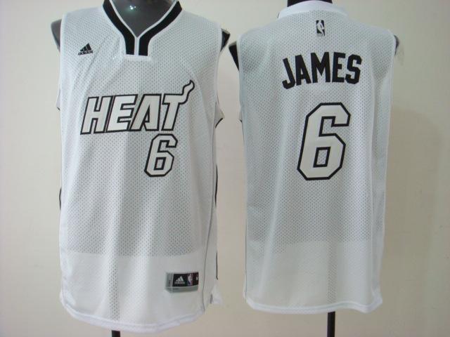 Miami Heat 6 LeBron James white Number Jerseys