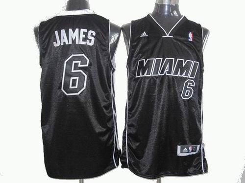 Miami Heat 6 LeBron James black white name jerseys