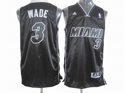 Miami Heat 3 Dwyane Wade black white name jerseys