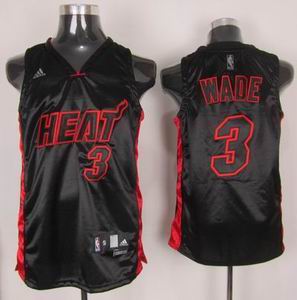 Miami Heat 3 Dwyane Wade black Red&Black Number Jersey