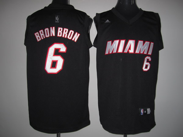 Miami Heat 6 LeBron James Bron Bron black Fashion Jersey