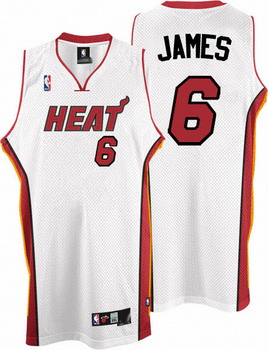 Miami Heat 6 LeBron James White Jerseys