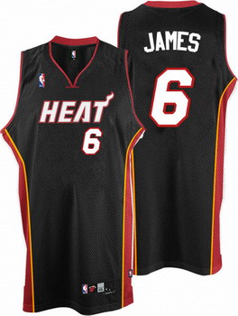 Miami Heat 6 LeBron James Black Jerseys