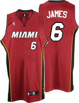 Miami Heat 6 LeBron James Red Jerseys