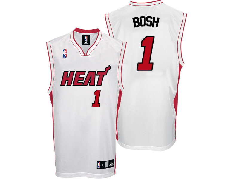 NBA adidas Miami Heat #1 Chris Bosh White Home Jersey