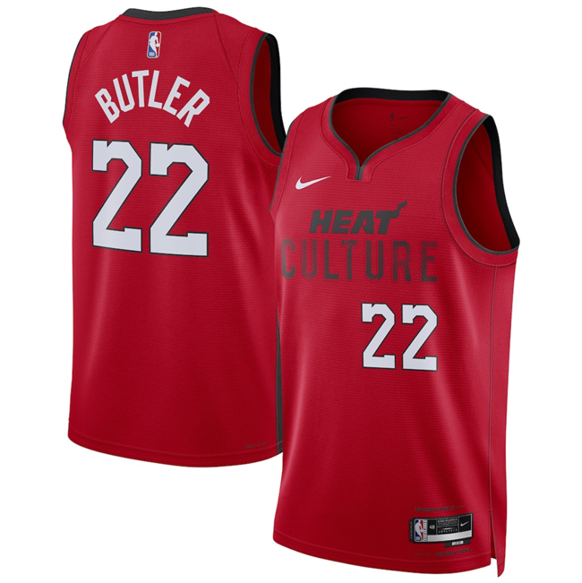 Men's Miami Heat #22 Jimmy Butler Red 2024 25 City Edition Stitched Basketball Jersey