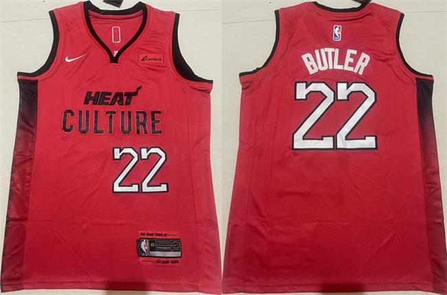 Men's Miami Heat #22 Jimmy Butler Red 2024-25 City Edition Stitched Basketball Jersey