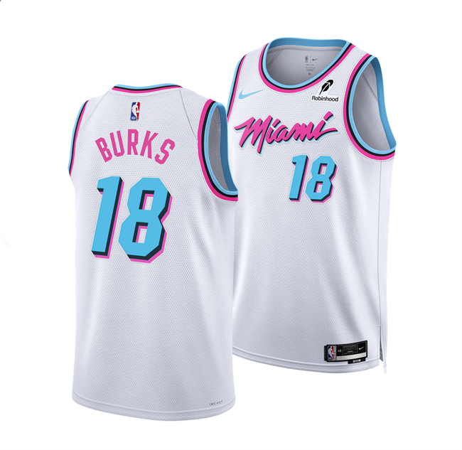 Men's Miami Heat #18 Alec Burks White 2024 25 City Edition Stitched Basketball Jersey