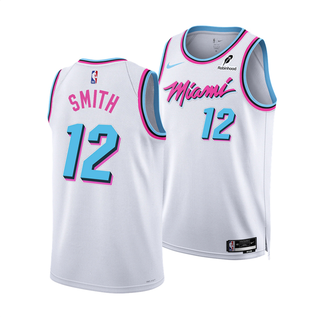 Men's Miami Heat #12 Dru Smith White 2024 25 City Edition Stitched Basketball Jersey