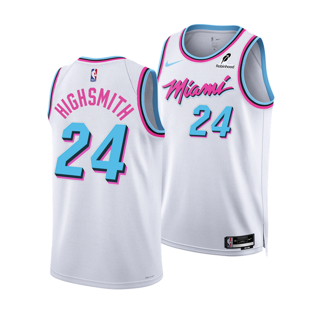 Men's Miami Heat #24 Haywood Highsmith White 2024 25 City Edition Stitched Basketball Jersey