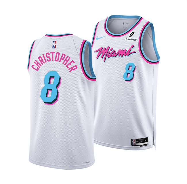 Men's Miami Heat #8 Josh Christopher White 2024 25 City Edition Stitched Basketball Jersey