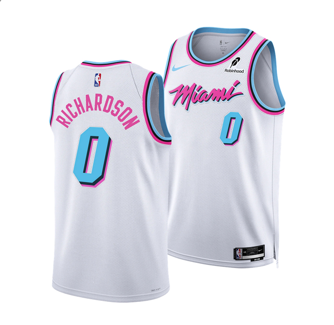 Men's Miami Heat #0 Josh Richardson White 2024 25 City Edition Stitched Basketball Jersey