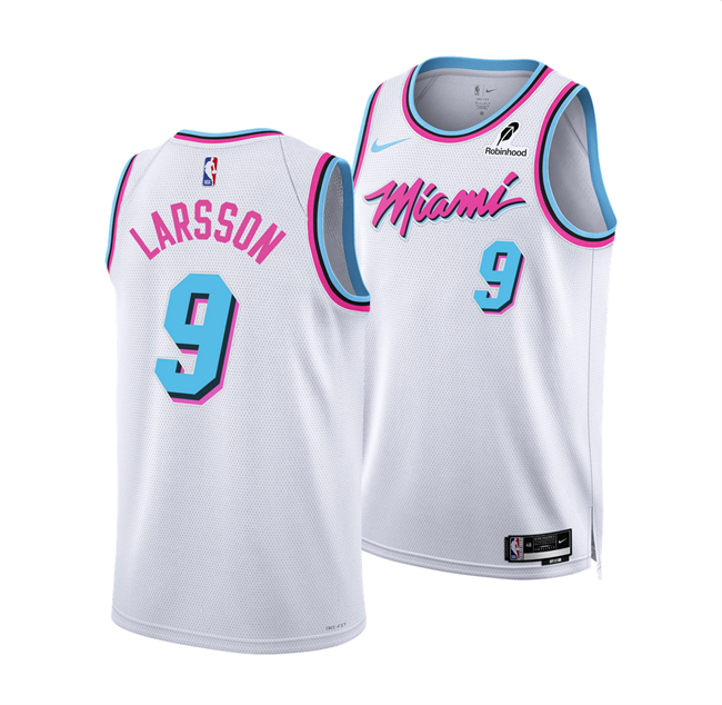 Men's Miami Heat #9 Pelle Larsson White 2024 25 City Edition Stitched Basketball Jersey