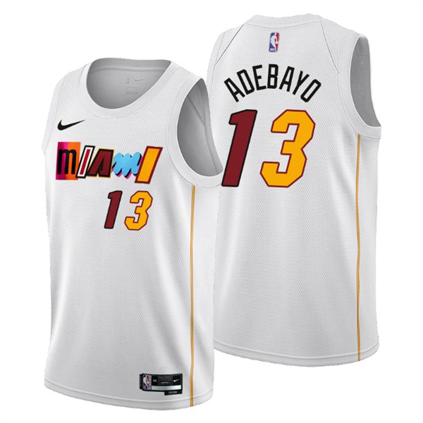 Men's Miami Heat #13 Bam Adebayo 2022 23 White City Edition Stitched Jersey