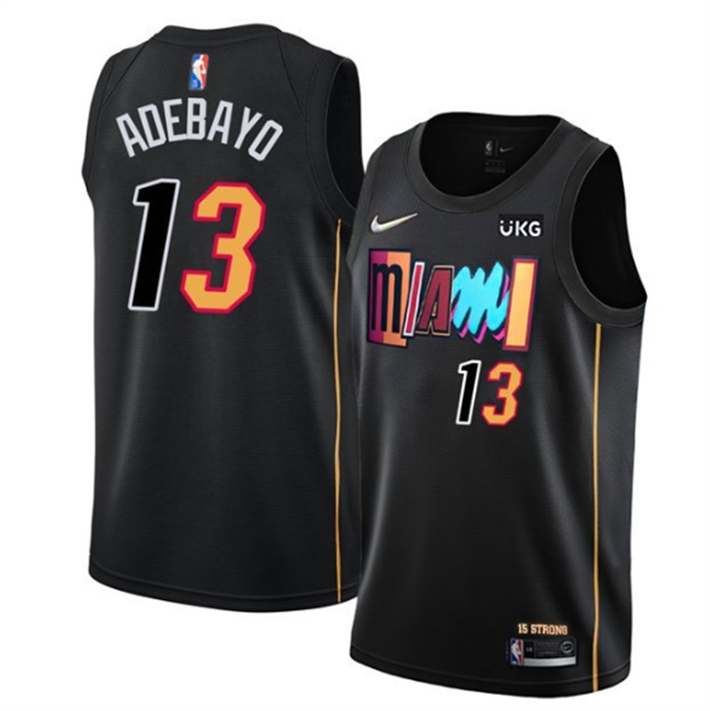 Men's Miami Heat #13 Bam Adebayo 2021-2022 Black City Edition 75th Anniversary Stitched Jersey