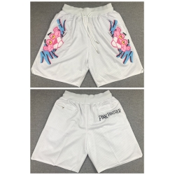 Men Miami Heat White Pink Panther Shorts Run Small