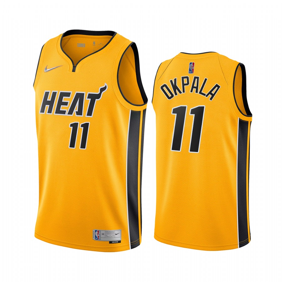 Miami Heat #11 KZ Okpala Yellow NBA Swingman 2020-21 Earned Edition Jersey