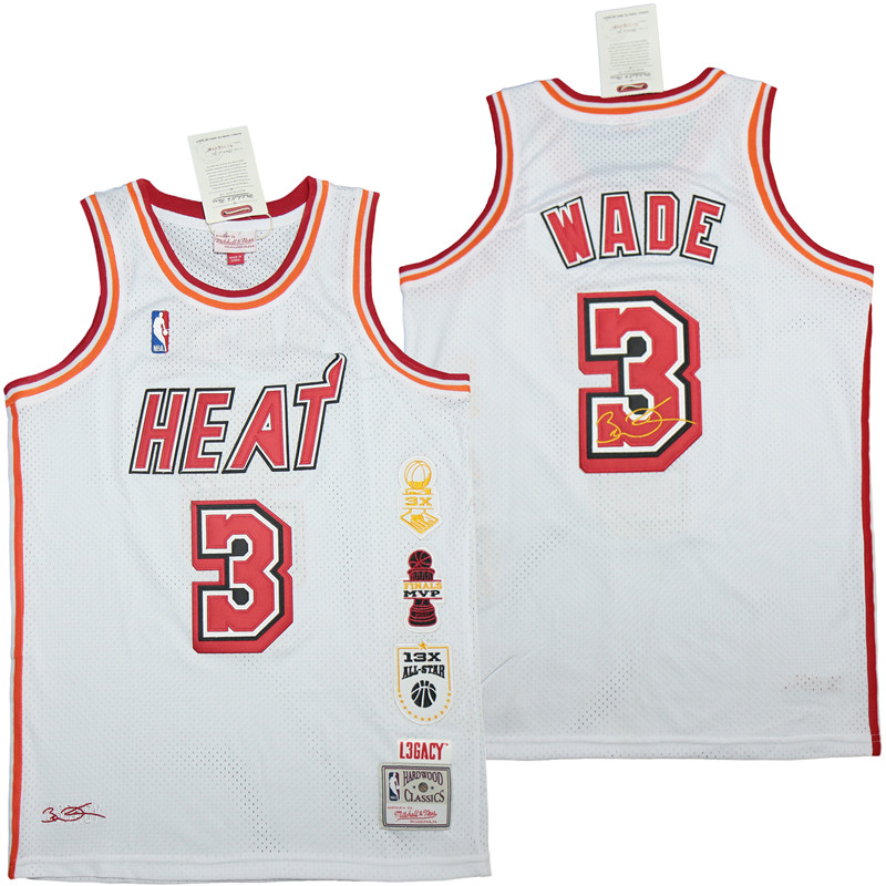 Heat 3 Dwyane Wade White honor Throwback Jerseys