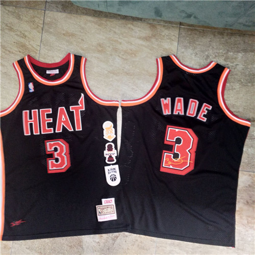 Heat 3 Dwyane Wade Black Hardwood Classics Swingman Jersey