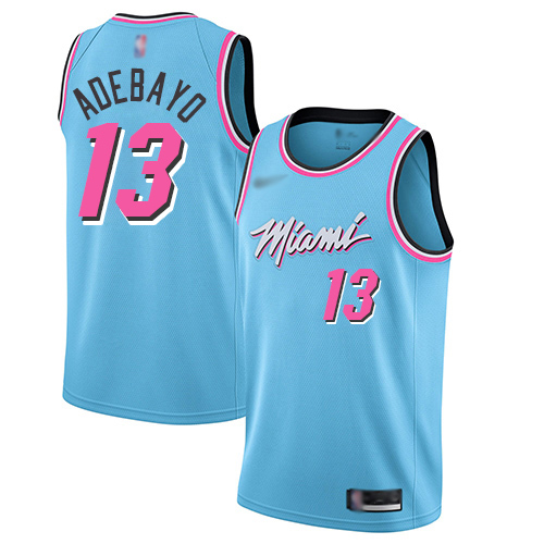 Heat #13 Bam Adebayo Blue Basketball Swingman City Edition 2019 20 Jersey