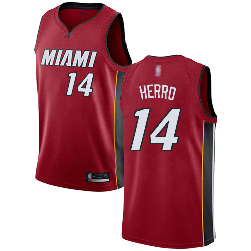 Heat #14 Tyler Herro Red Basketball Swingman Statement Edition Jersey