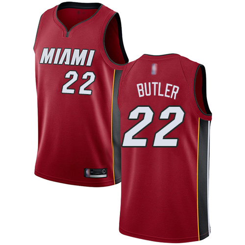 Heat #22 Jimmy Butler Red Basketball Swingman Statement Edition Jersey