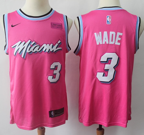 Nike Heat #3 Dwyane Wade Pink NBA Swingman Earned Edition Jersey