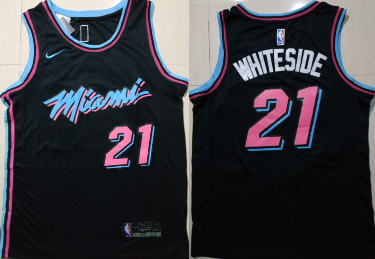 Heat 21 Hassan Whiteside Black 2018-19 City Edition Nike Swingman Jersey